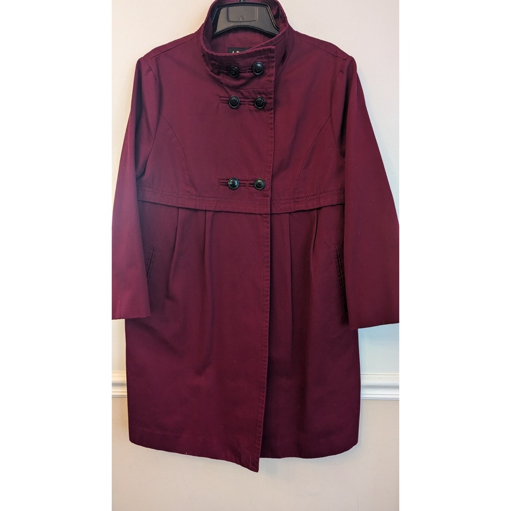 J Peterman Red Canvas Evening Coat Lightweight Jacket‎ Size 8